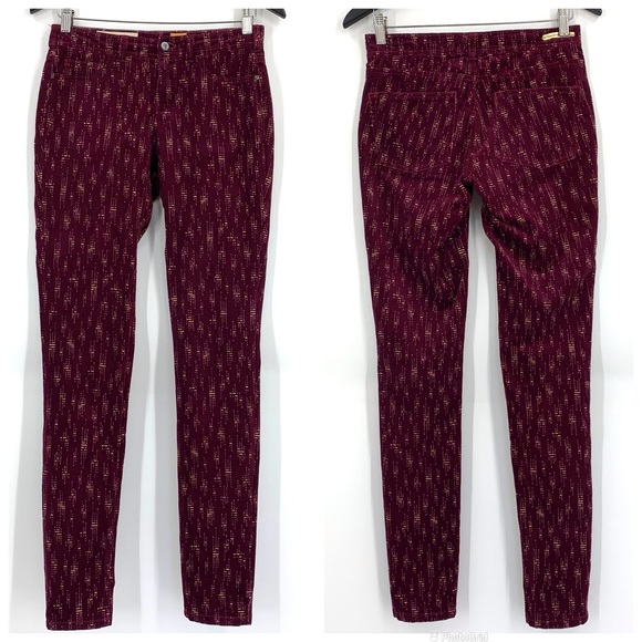 Anthropologie Pilcro and the Letterpress Burgundy/Cream Serif Skinny Cords, 25 - Picture 9 of 16